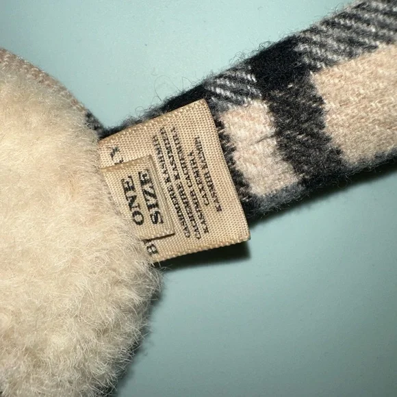 Vintage Burberry Classic Beige, Black, Maroon, & White Ear Muffs - Picture 4 of 6